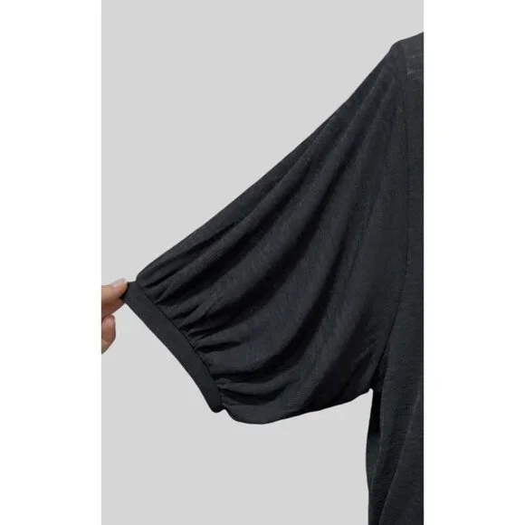 Madewell Women Top Medium Size Gray Eastover Bubble Short Sleeve Stretch NWOT - Picture 3 of 10